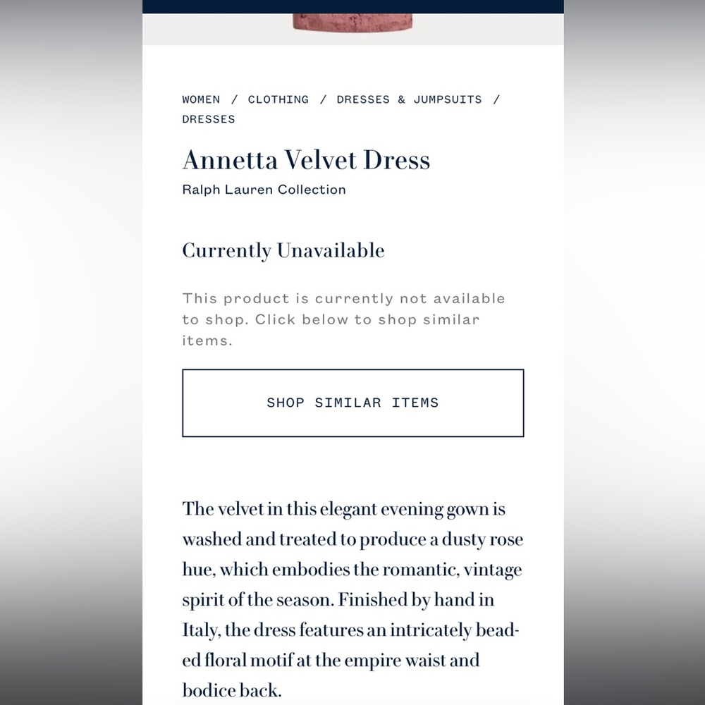 Ralph Lauren 50th Anniversary Annetta Velvet Dress - Picture 4 of 16